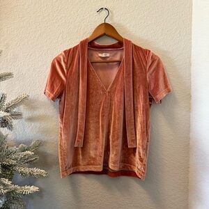 Madewell Velvet Short Sleeve Top small